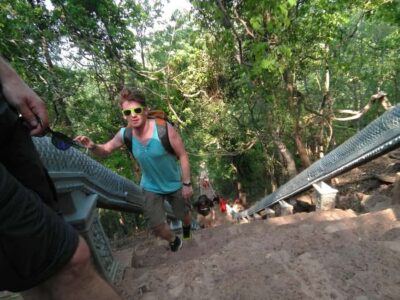 Battambang family tuktuk tour BambooTrain/Wat Banan/Bat cave - River farms first: hanging bridges, fish farms, and sweet fruit stops