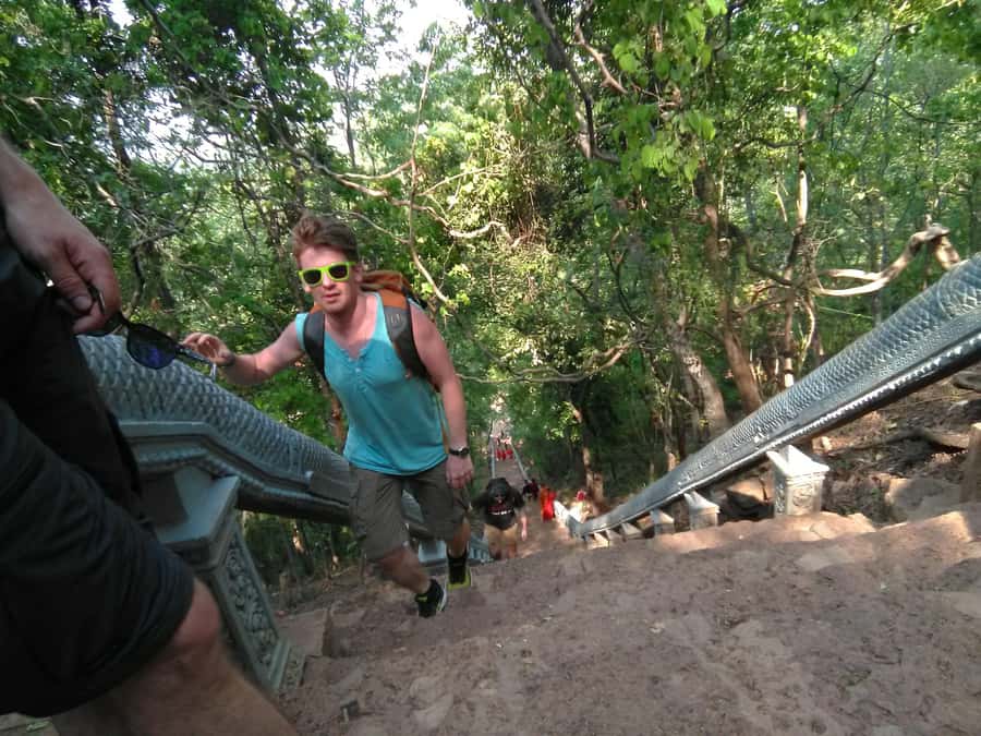Battambang family tuktuk tour BambooTrain/Wat Banan/Bat cave - River farms first: hanging bridges, fish farms, and sweet fruit stops