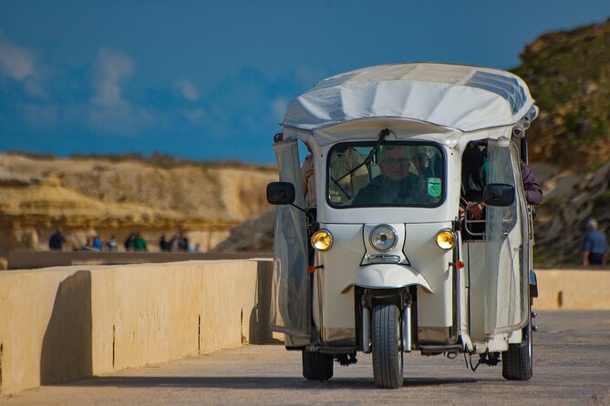 Gozo All Inclusive Chauffeured Tuk Tuk Day Tour - Blue Lagoon - Pickup at 8:00 and the Yippee Sign Moment