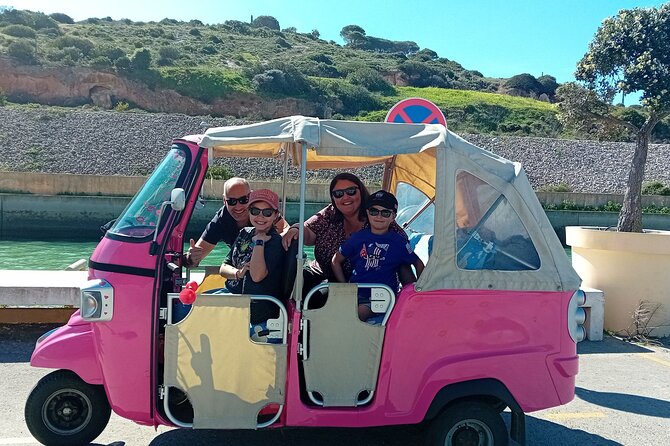 Private Albufeira Tuk Tuk Guided Tour - Praia dos Arrifes: cove scenery, natural wells, arches, and rock shapes