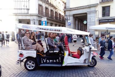 Tour Madrid in 2 hours! Electric Tuk - Fast, Fun, and Exclusive - Getting oriented from Plaza de la Lealtad to Plaza de Santa Ana