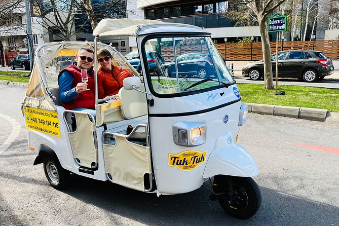 Tuk Tuk Bucharest Romantic Tour with miniBAR - Triumph Arch photos right beside the landmark